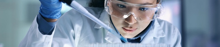 Lab worker experimenting
